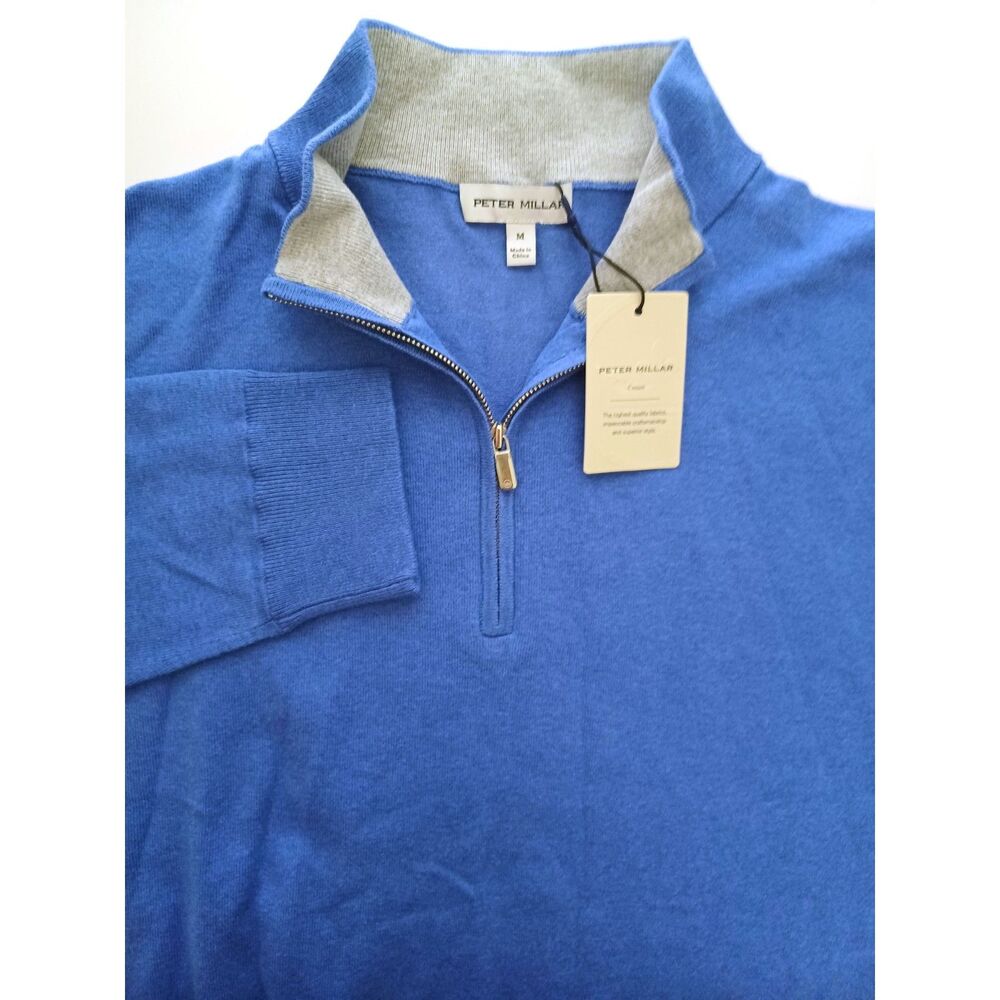 Peter Millar Crown‎ Crest 1/4 Zip Sweater Cotton Lyocell Nylon Silk Golf Preppy
